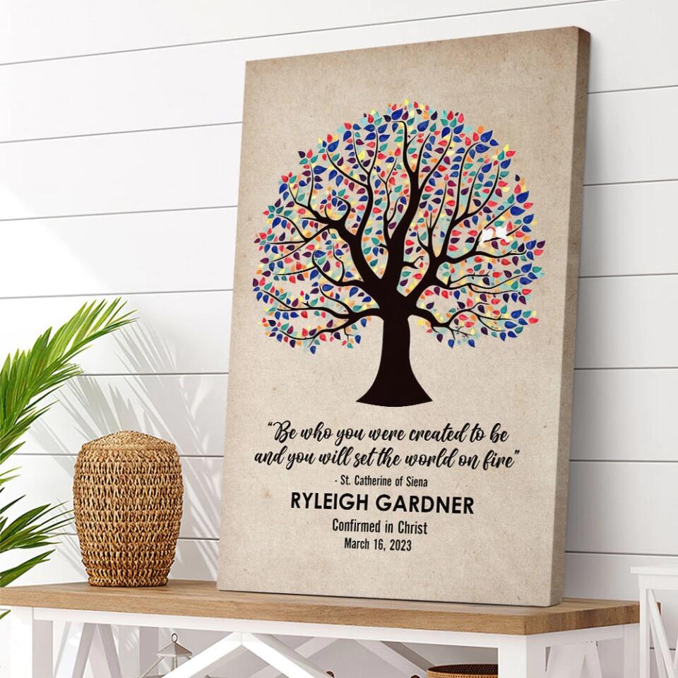 Be Who You Were Created To Be Vintage Tree - Custom Canvas Poster - Confirmation Gift - Image 6