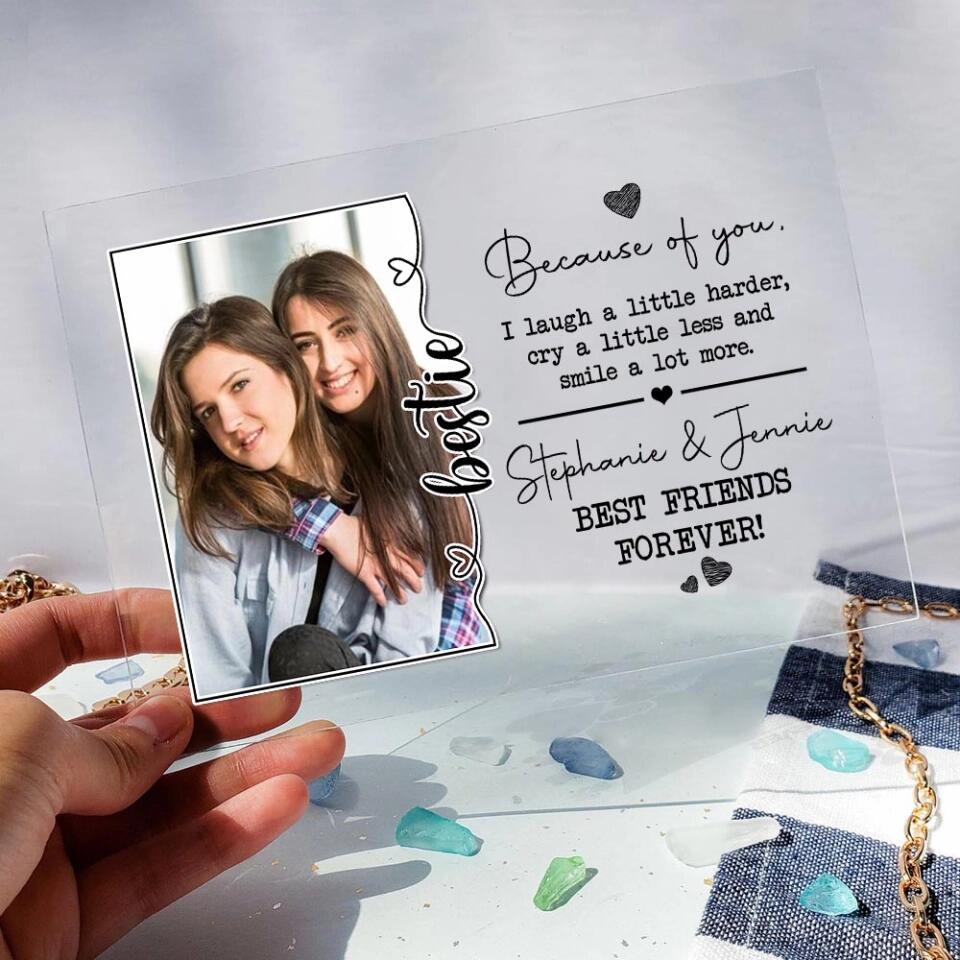 Because Of You I Laugh A Little Harder Personalized Acrylic Plaque - Image 5