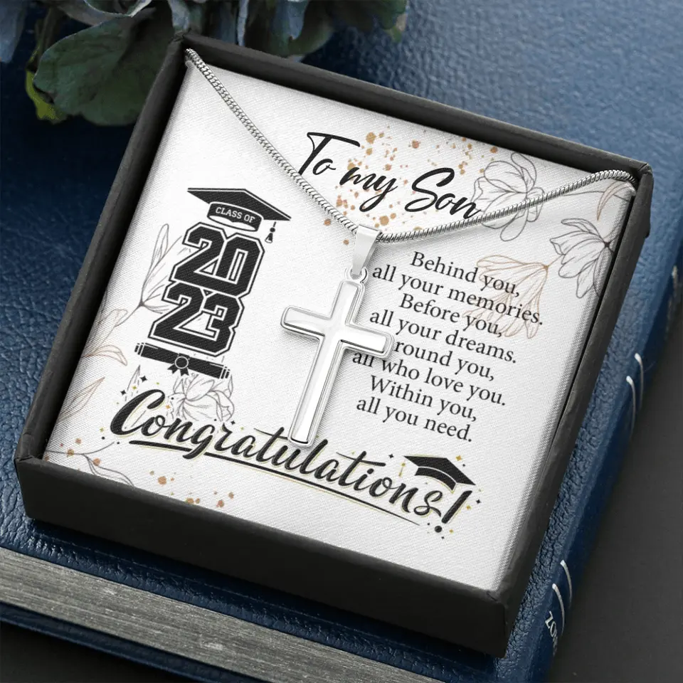 Behind You All Your Memories Before You Your Dreams Personalized Cross Necklace - Image 2