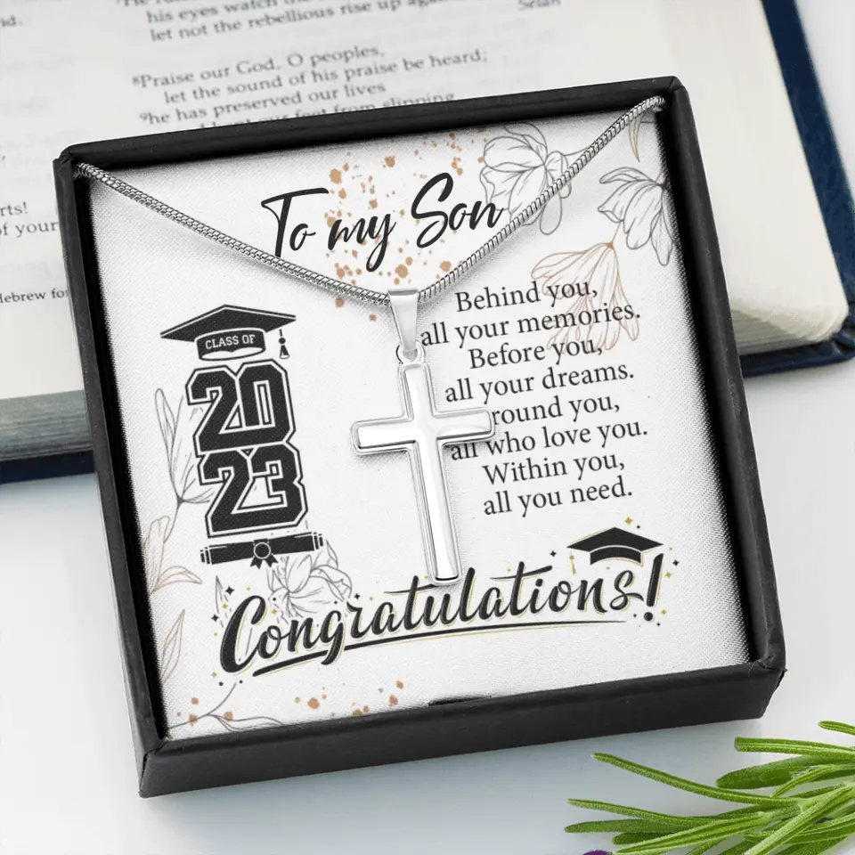 Behind You All Your Memories Before You Your Dreams Personalized Cross Necklace - Image 4