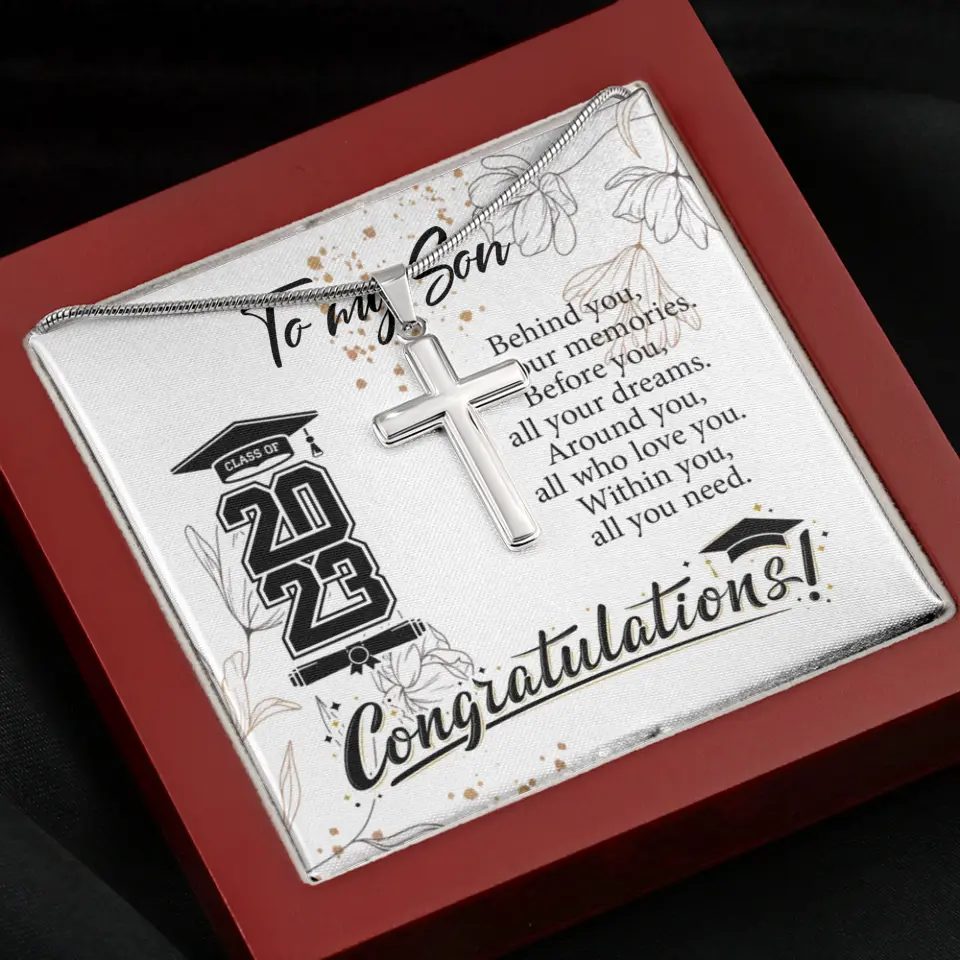 Behind You All Your Memories Before You Your Dreams Personalized Cross Necklace - Image 7