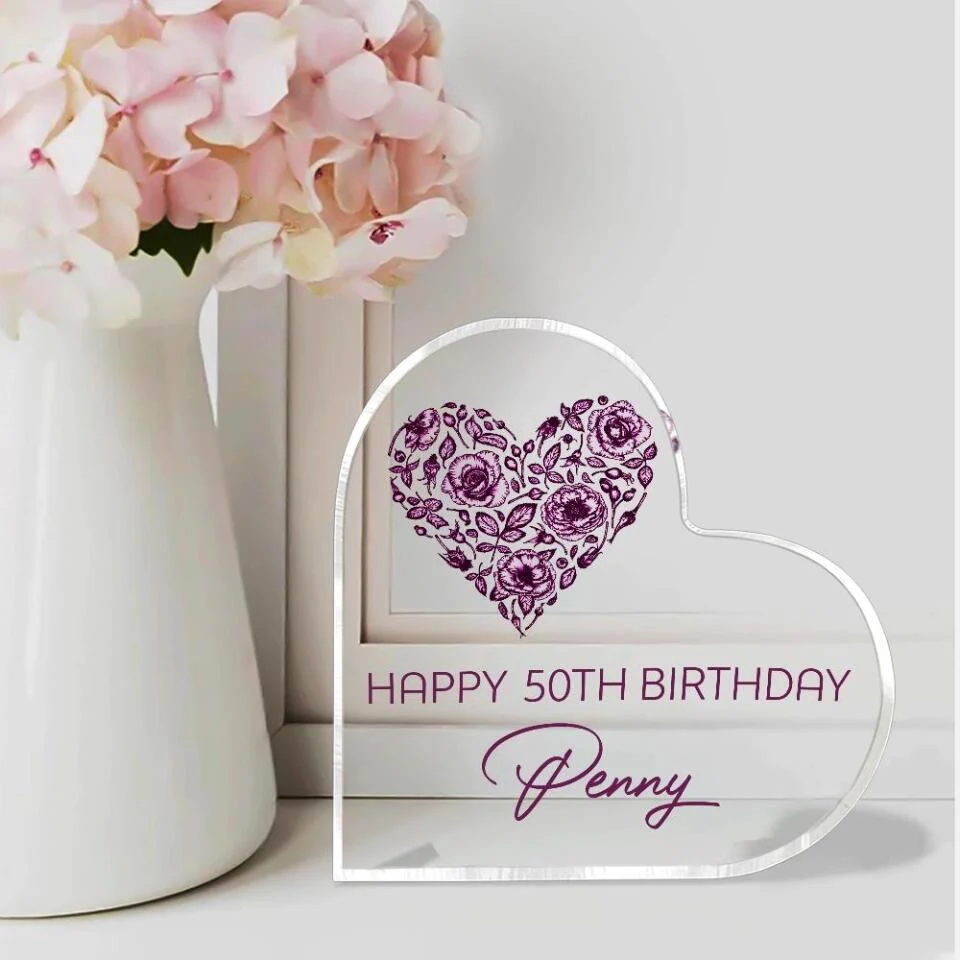 Best 50th Birthday Gifts for Mom - Heart Acrylic Plaque Decor Home - Grateful Heart Personalized Acrylic Keepsake, Gifts for Her, Family Gifts, Gifts for Mom, Mother's Day Gifts - 209IHNTHAP604 - Image 2