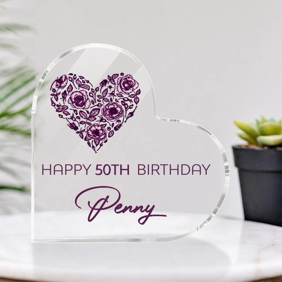 Best 50th Birthday Gifts for Mom - Heart Acrylic Plaque Decor Home - Grateful Heart Personalized Acrylic Keepsake, Gifts for Her, Family Gifts, Gifts for Mom, Mother's Day Gifts - 209IHNTHAP604 - Image 3