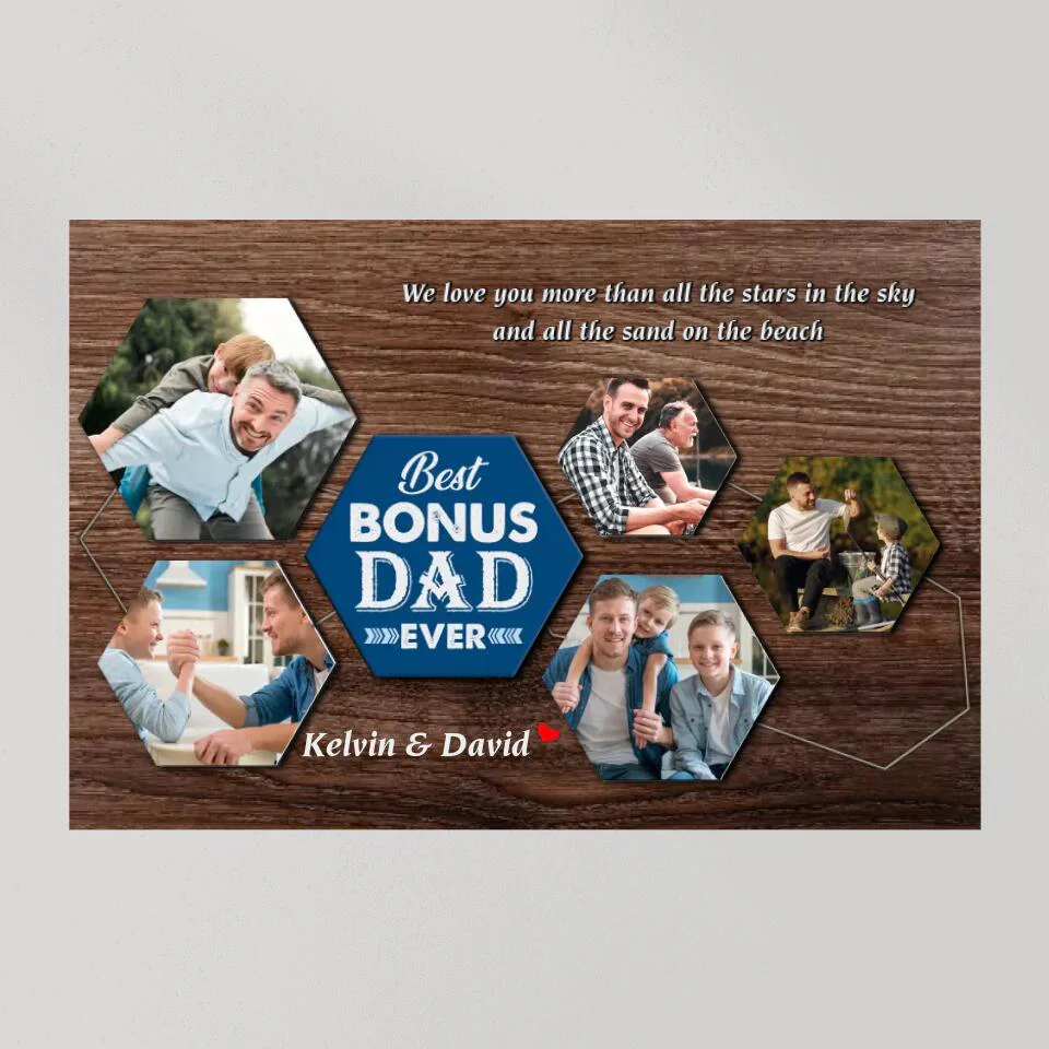 Best Bonus Dad Ever Custom Canvas Poster Birthday Gift For Step Father - Image 2
