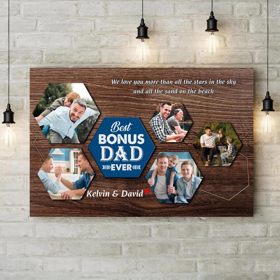 Best Bonus Dad Ever Custom Canvas Poster Birthday Gift For Step Father - Image 4