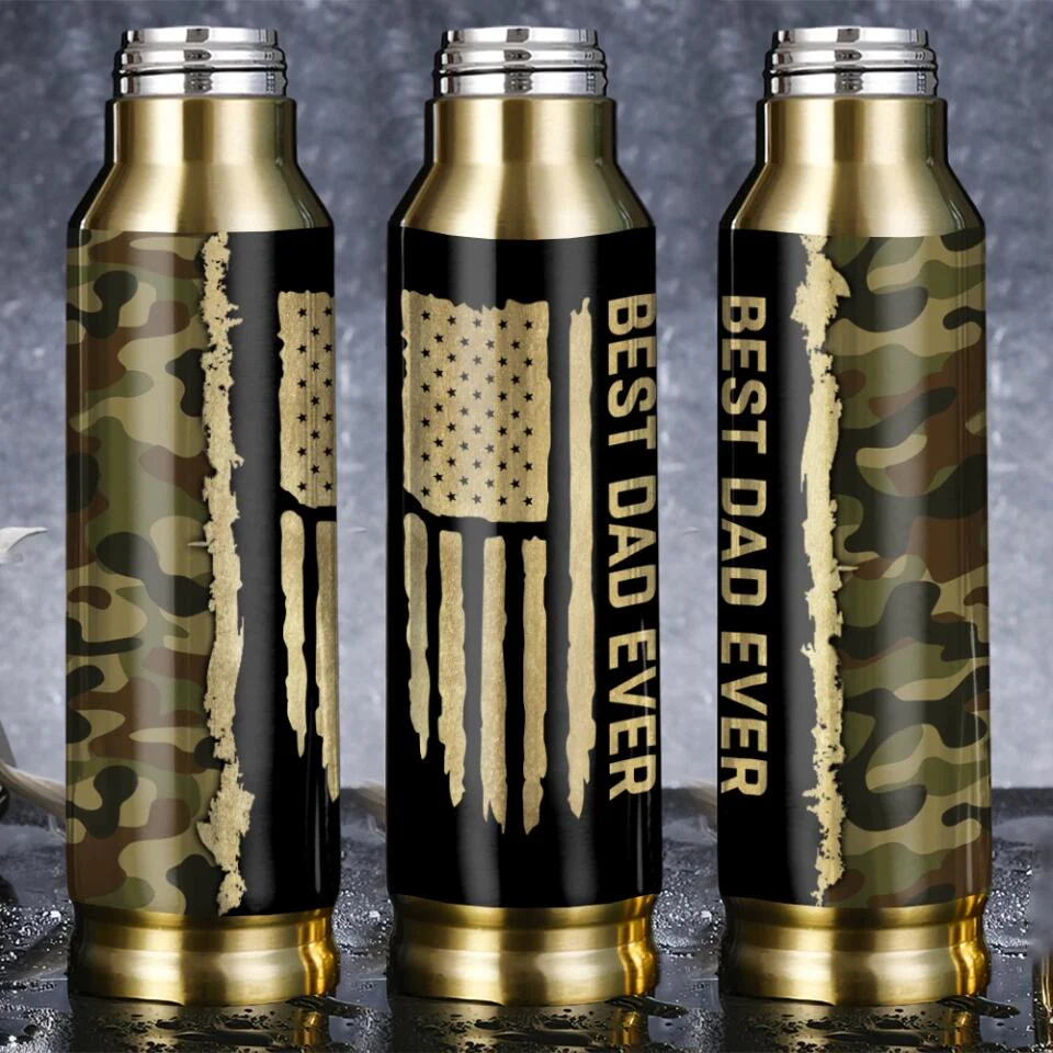 Best Dad Ever Camouflage Personalized 20oz Tumbler - Image 2