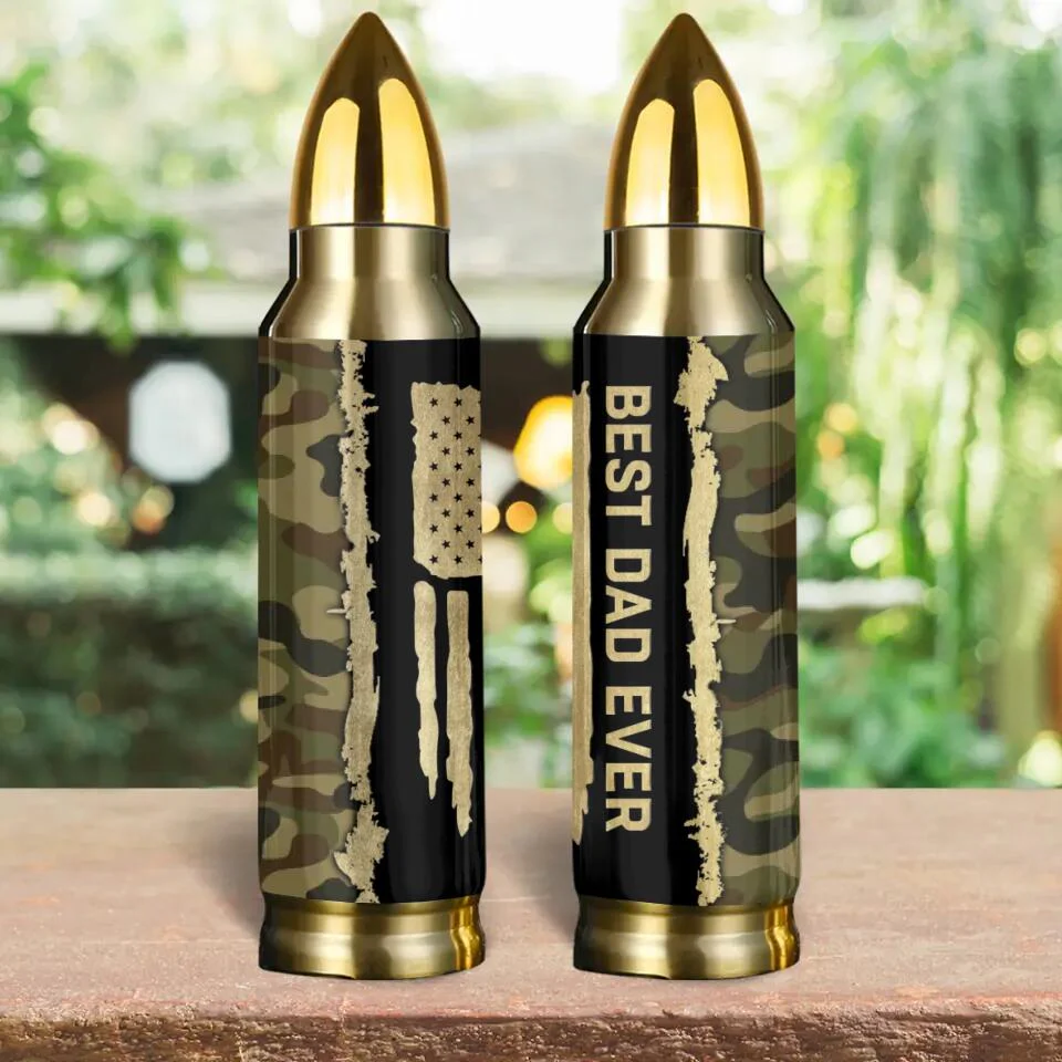 Best Dad Ever Camouflage Personalized 20oz Tumbler - Image 4