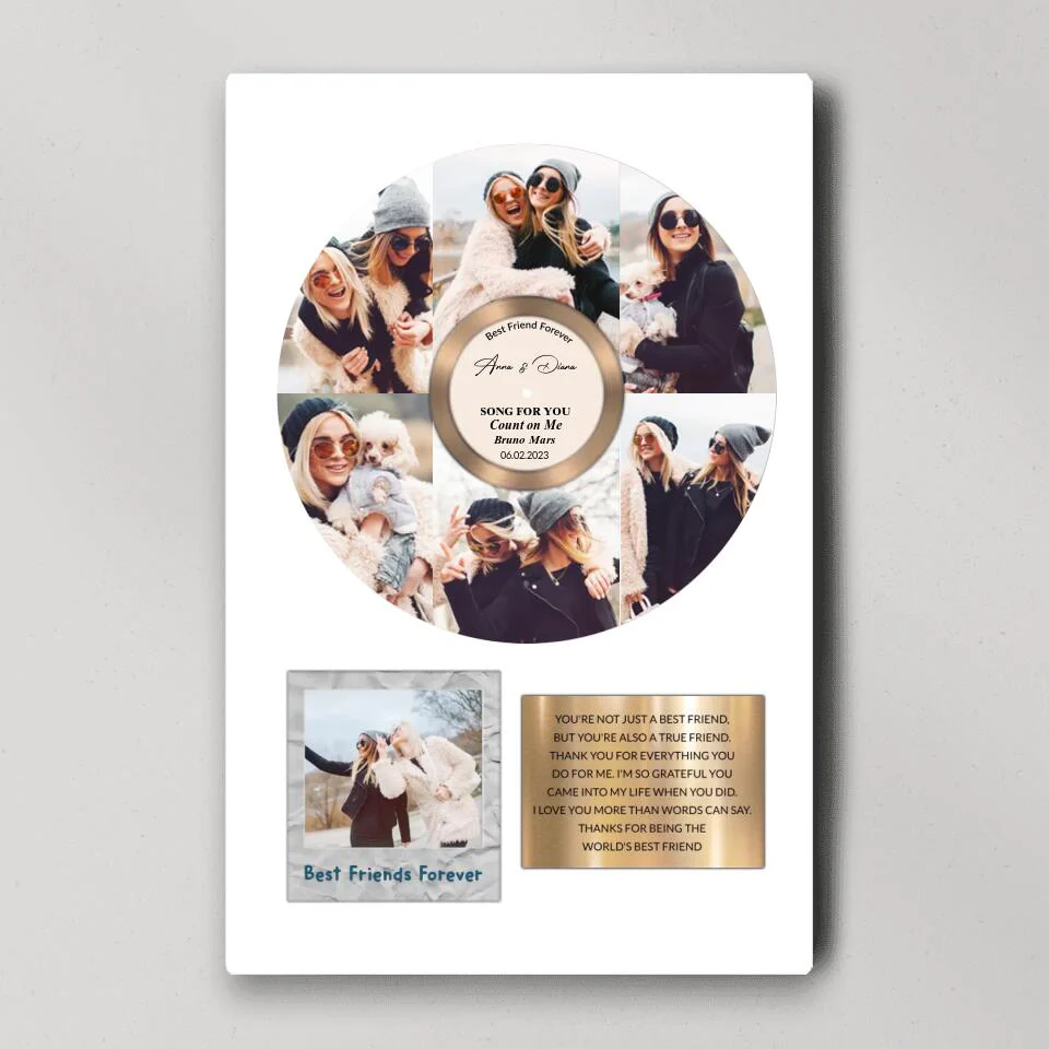 Best Friend Forever Vinyl Records Song - Custom Canvas Poster - Anniversary Gift For Friends - Image 2