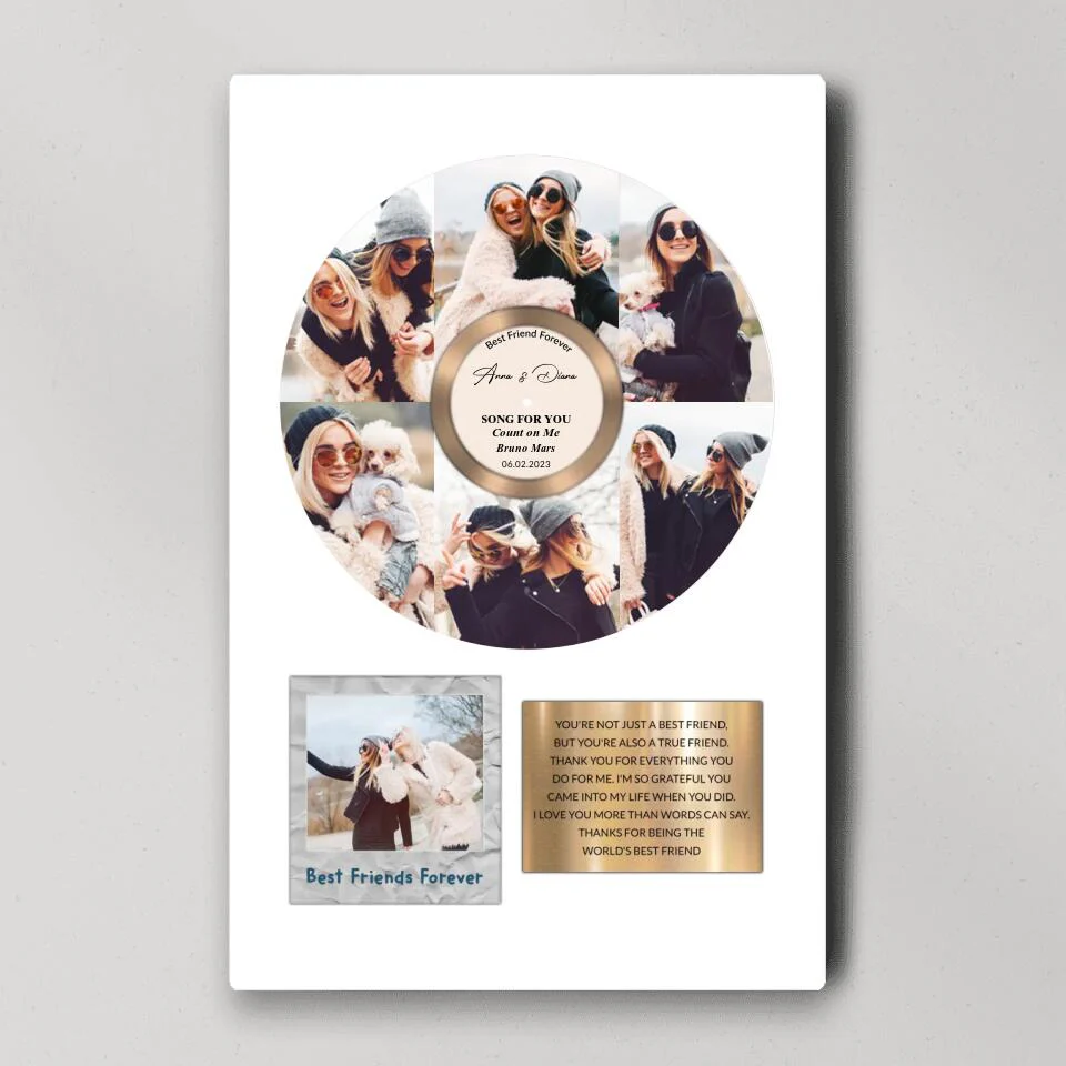 Best Friend Forever Vinyl Records Song - Custom Canvas Poster - Anniversary Gift For Friends - Image 3