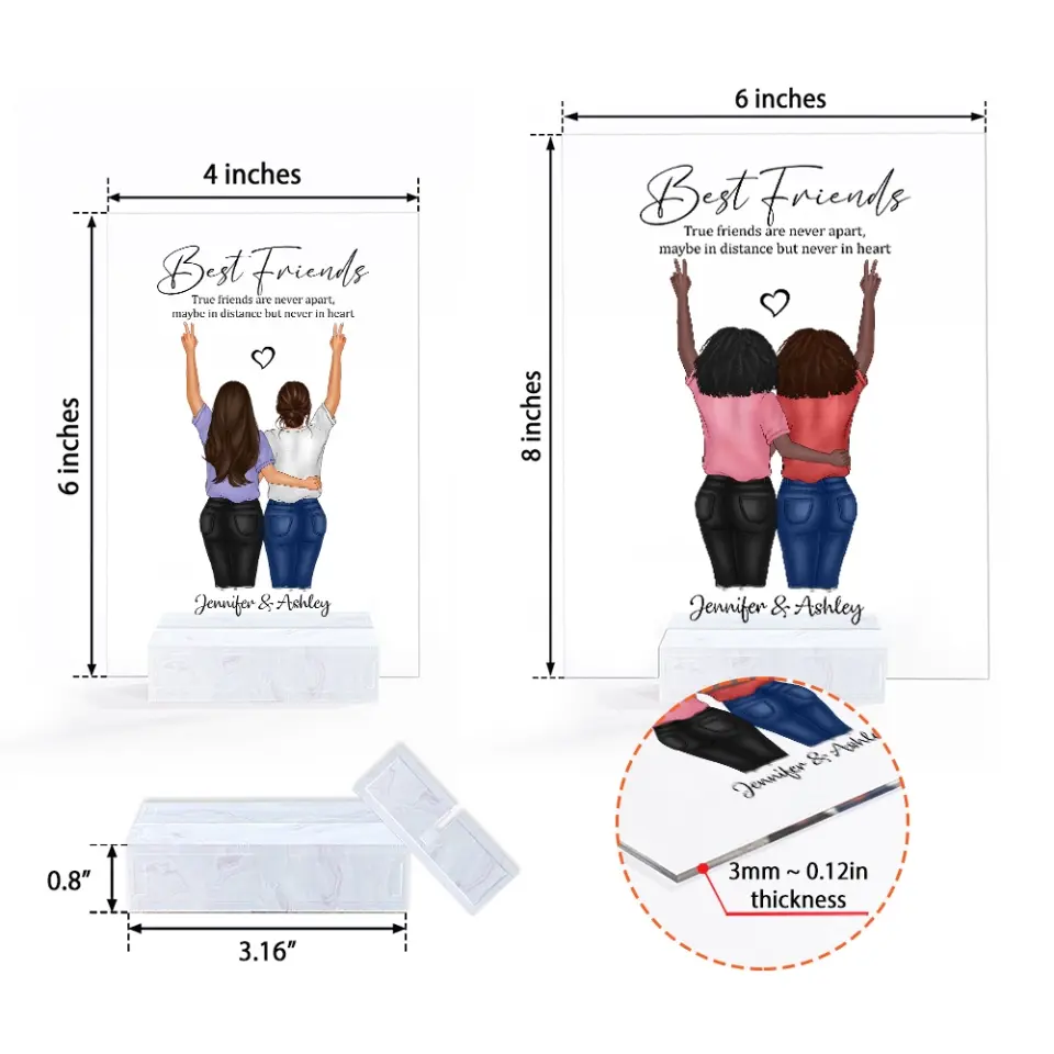 Unique Bestie Portrait in Acrylic Keepsake - Acrylic Plaque - Image 7