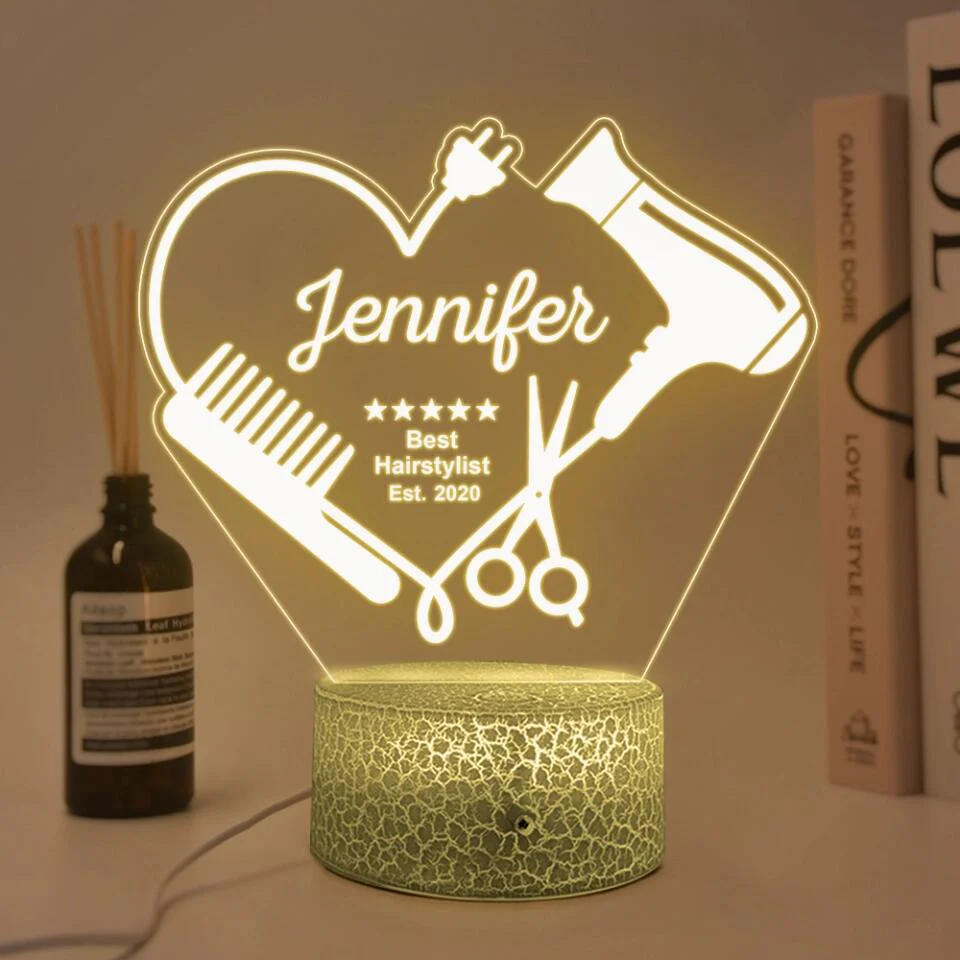 Best Hairstylist - Custom Hairdresser Name - Personalized 3D Led Light - Gift for Hairdresser - Image 5