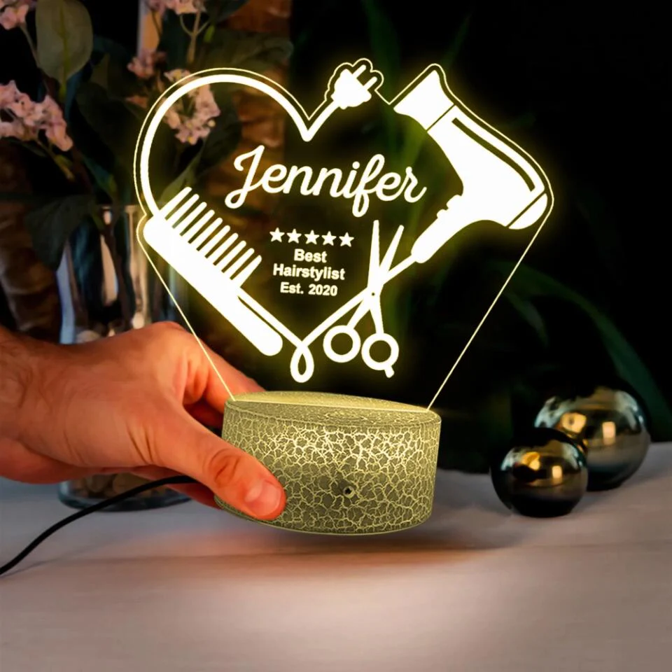 Best Hairstylist - Custom Hairdresser Name - Personalized 3D Led Light - Gift for Hairdresser - Image 6