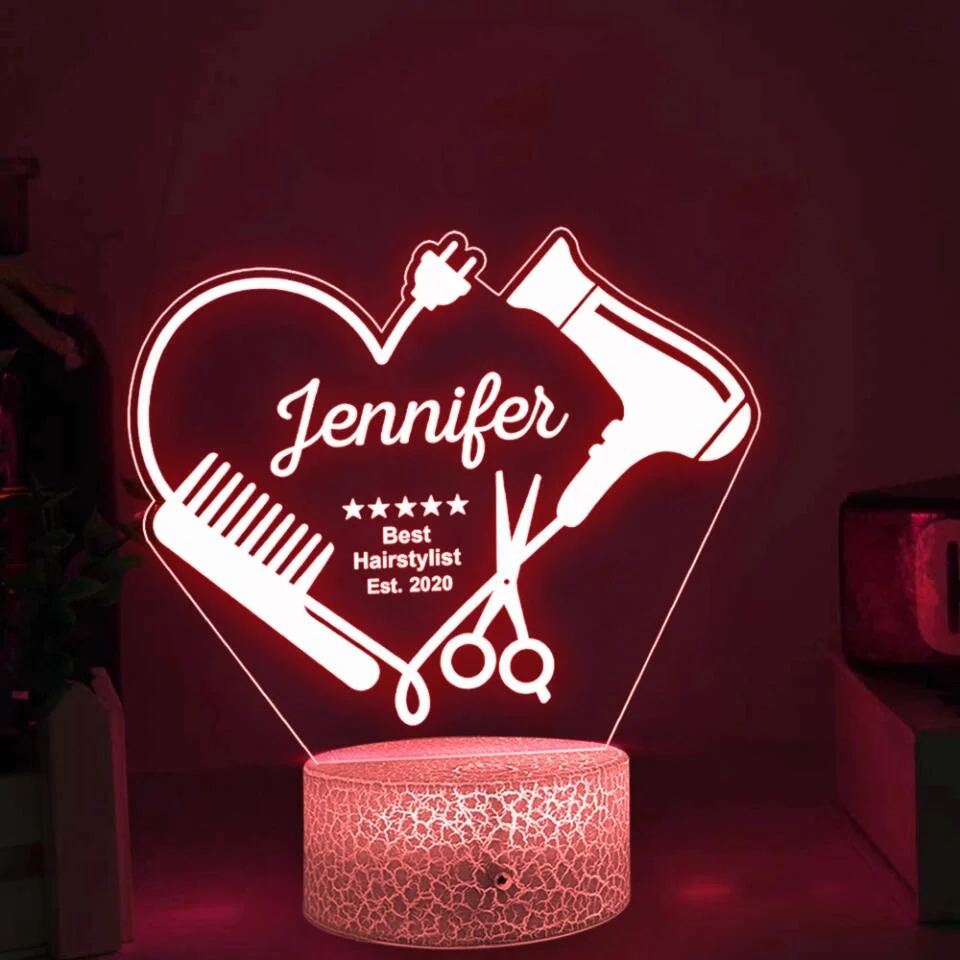 Best Hairstylist - Custom Hairdresser Name - Personalized 3D Led Light - Gift for Hairdresser - Image 7