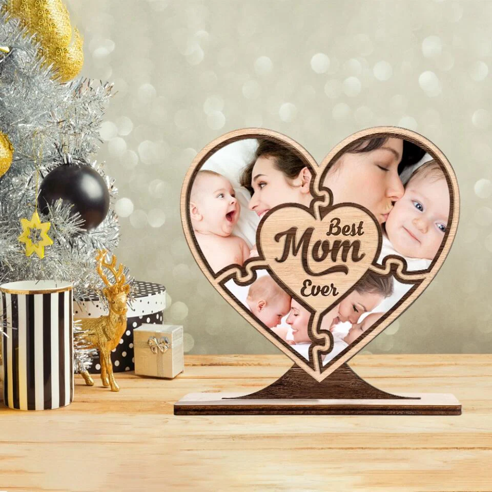 Best Mom Ever, Custom Photo Collage, Heart Shape, Wooden Plaque 3 Layers - Best Gift for Mom On Mother's day Birthday Christmas - 211IHPLNWP507 - Image 3