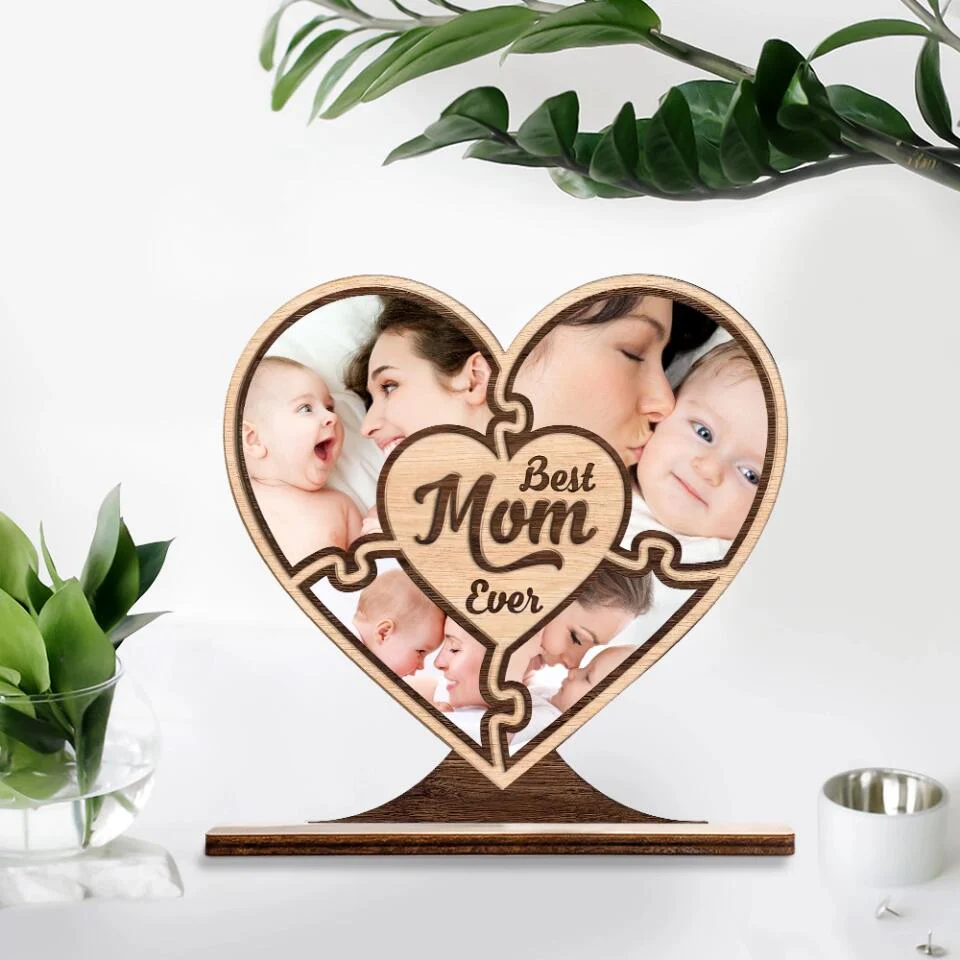 Best Mom Ever, Custom Photo Collage, Heart Shape, Wooden Plaque 3 Layers - Best Gift for Mom On Mother's day Birthday Christmas - 211IHPLNWP507 - Image 4
