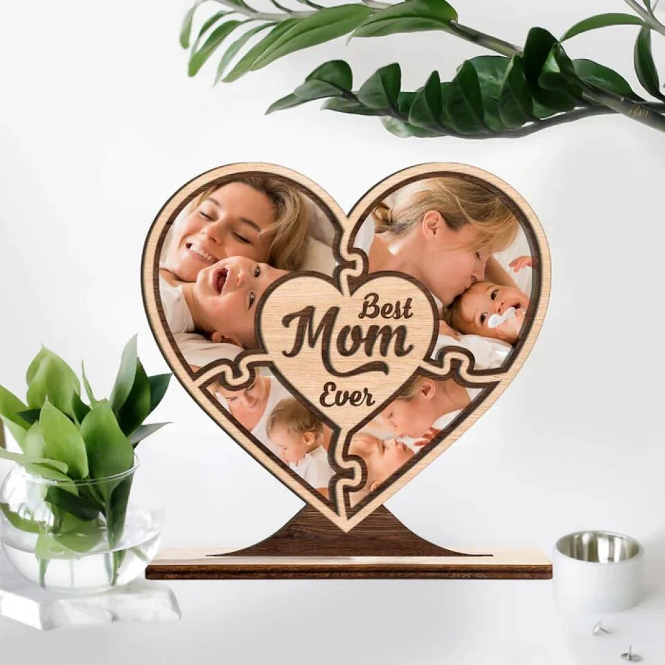 Best Mom Ever, Custom Photo Collage, Heart Shape, Wooden Plaque 3 Layers - Best Gift for Mom On Mother's day Birthday Christmas - 211IHPLNWP507 - Image 7