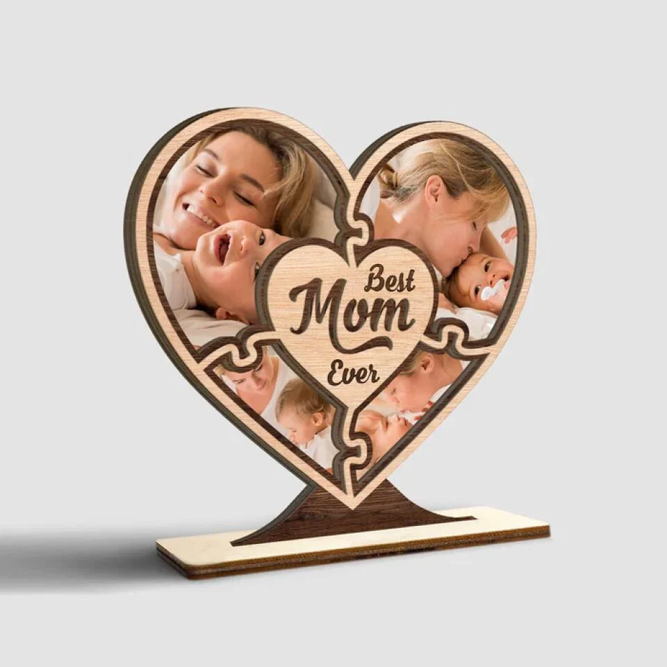 Best Mom Ever, Custom Photo Collage, Heart Shape, Wooden Plaque 3 Layers - Best Gift for Mom On Mother's day Birthday Christmas - 211IHPLNWP507 - Image 8
