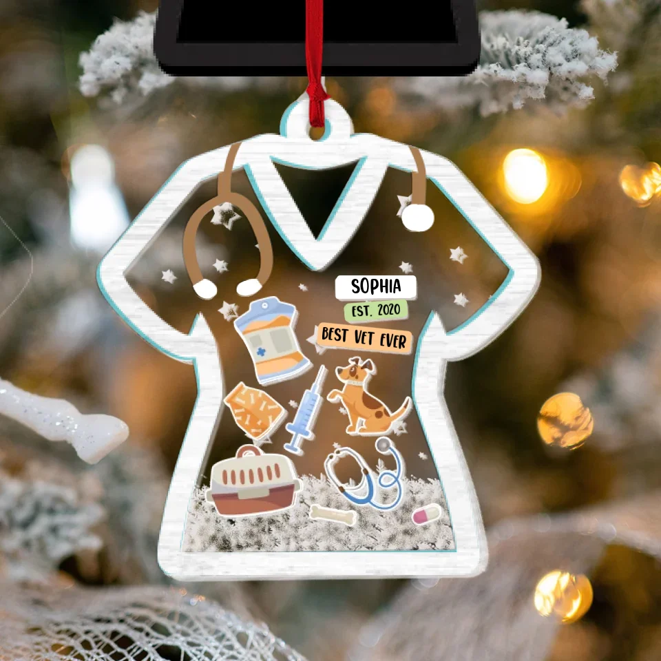 Best Vet Ever Veterinary Technician - Custom Christmas Shaker Ornament - Appreciation Gift For Veterinarian