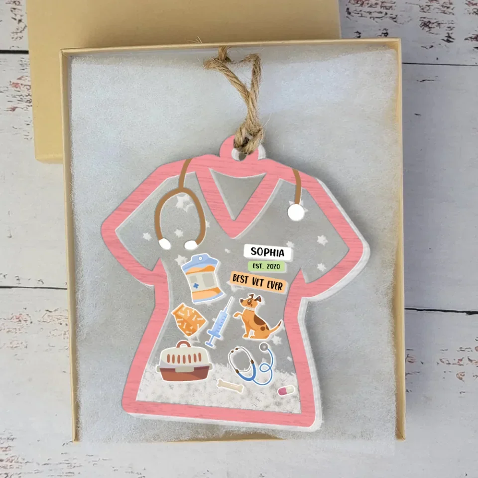 Best Vet Ever Veterinary Technician - Custom Christmas Shaker Ornament - Appreciation Gift For Veterinarian - Image 2