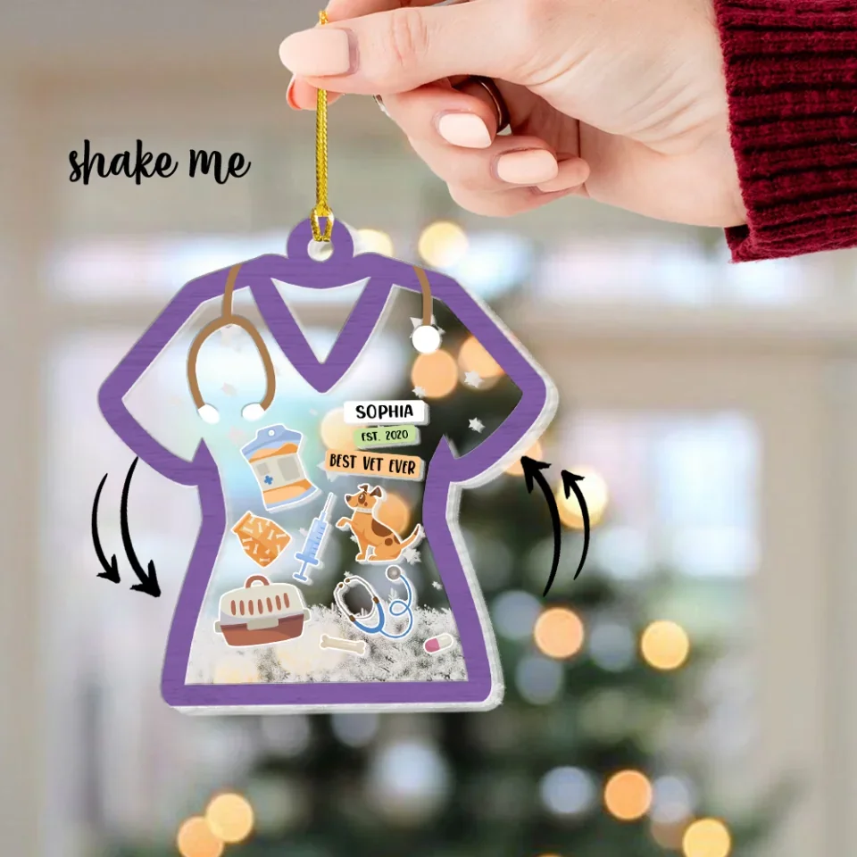 Best Vet Ever Veterinary Technician - Custom Christmas Shaker Ornament - Appreciation Gift For Veterinarian - Image 3