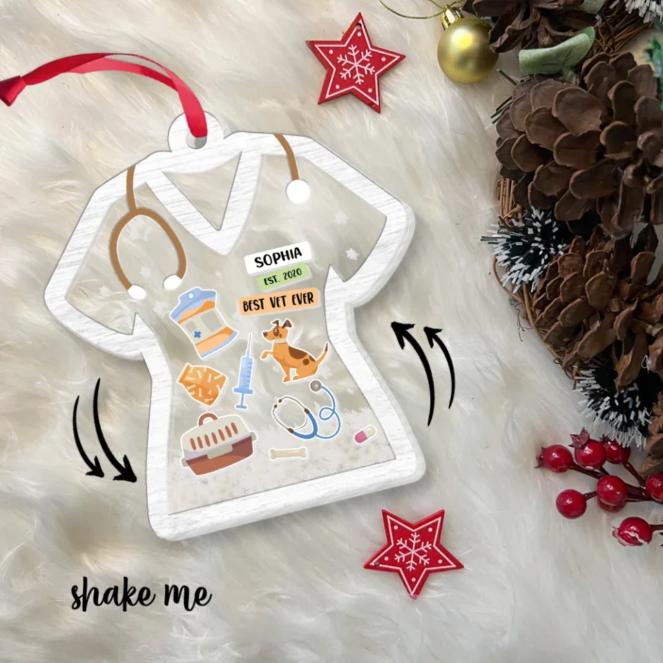 Best Vet Ever Veterinary Technician - Custom Christmas Shaker Ornament - Appreciation Gift For Veterinarian - Image 4