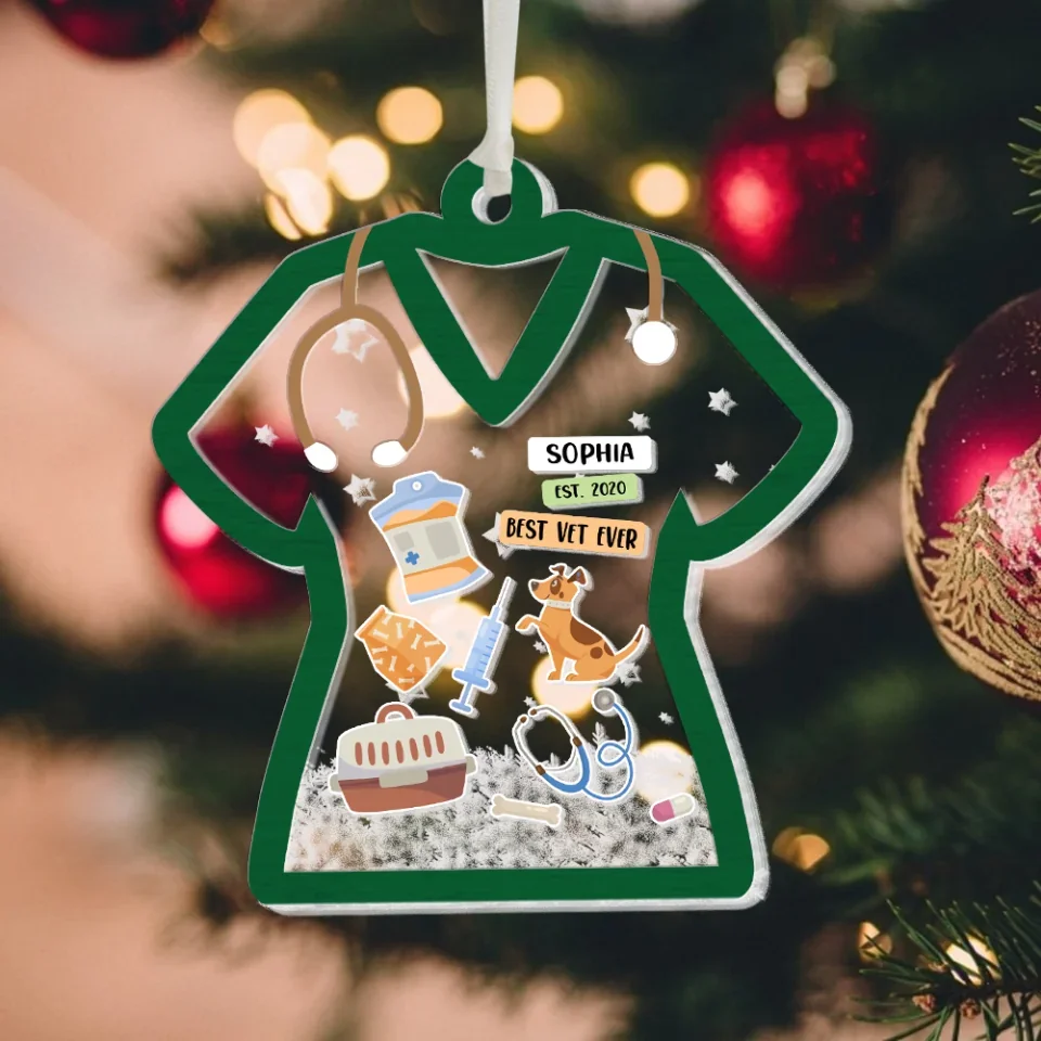 Best Vet Ever Veterinary Technician - Custom Christmas Shaker Ornament - Appreciation Gift For Veterinarian - Image 7
