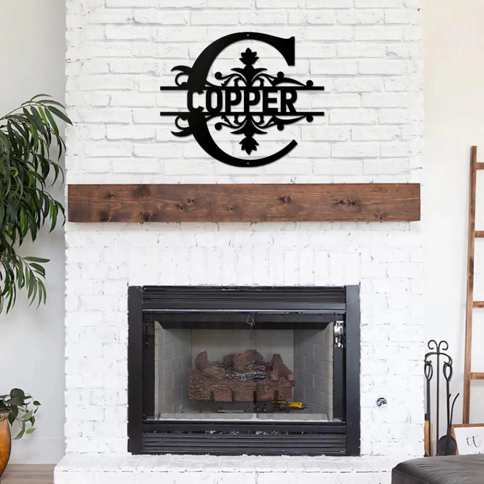 Big First Letter with Name - Personalized Monogram Metal Sign - Image 3