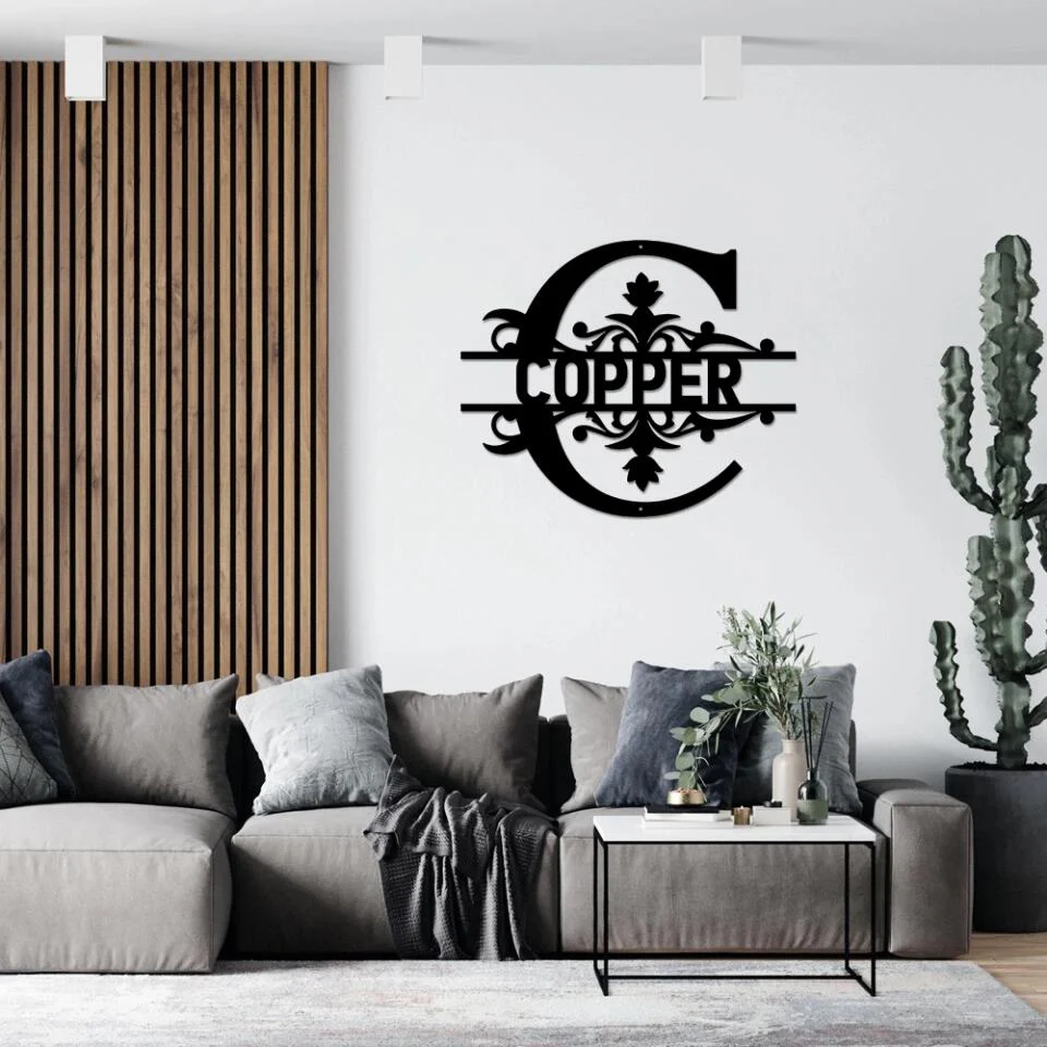 Big First Letter with Name - Personalized Monogram Metal Sign - Image 4