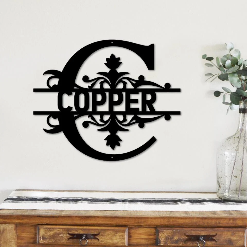Big First Letter with Name - Personalized Monogram Metal Sign - Image 5