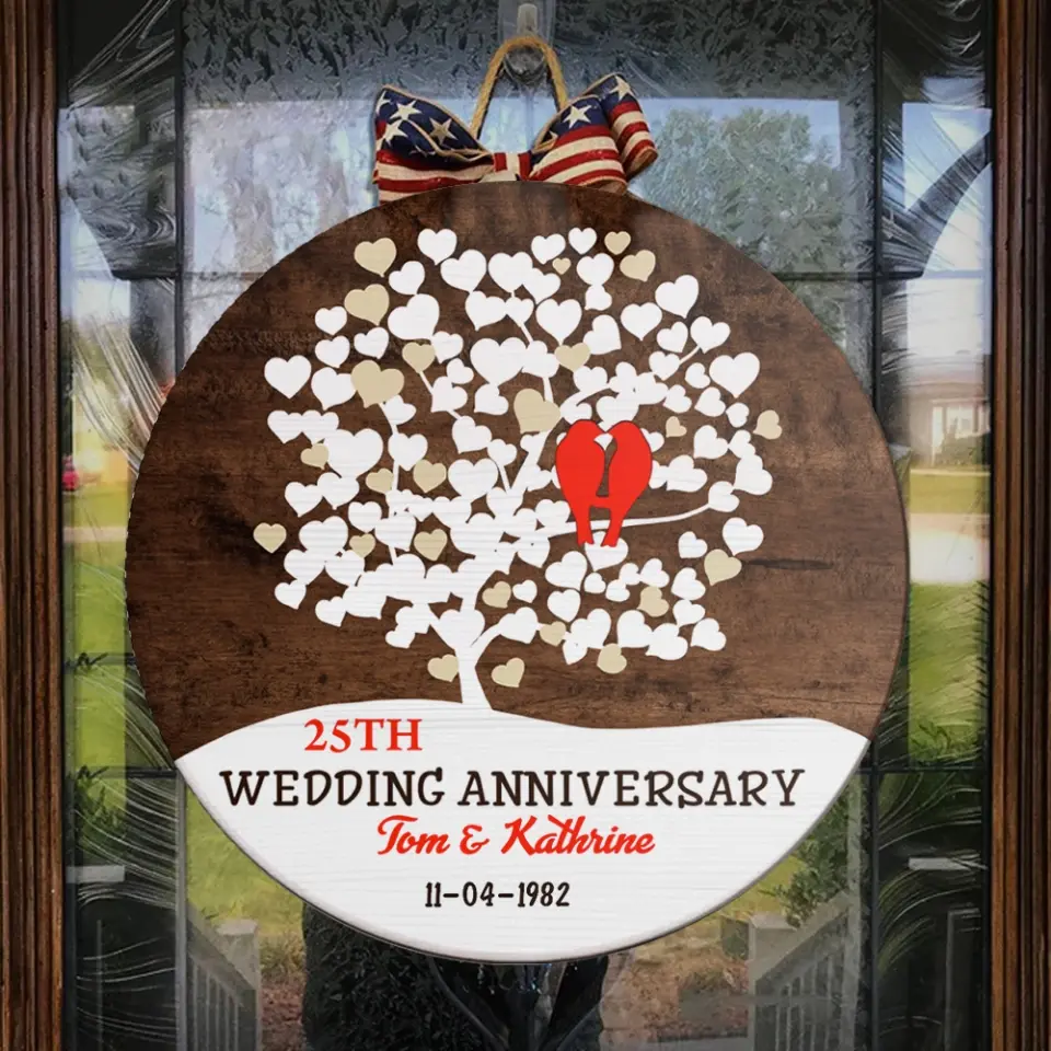 Couple Wooden Sign Birds Couple Love Tree Personalized Round Wood Sign - Image 5