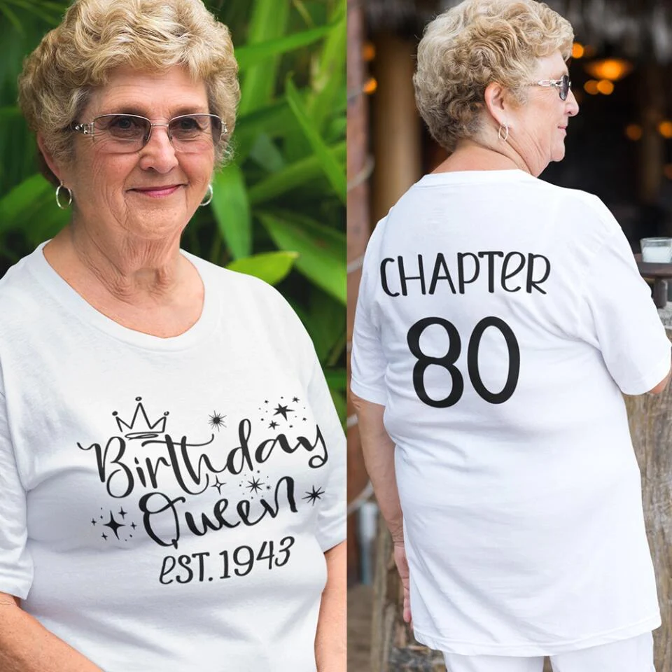 Birthday Queen Est. Chapter - Personalized T-shirt - Birthday Gift for Mom or Grandma - Image 19