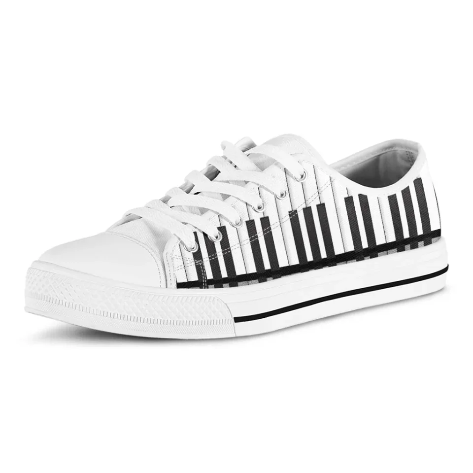 Black and White Piano Keyboard Low Top Shoes - Funny White Sneakers - Gift for Piano Lovers, Piano Teachers, Piano Players - Image 4