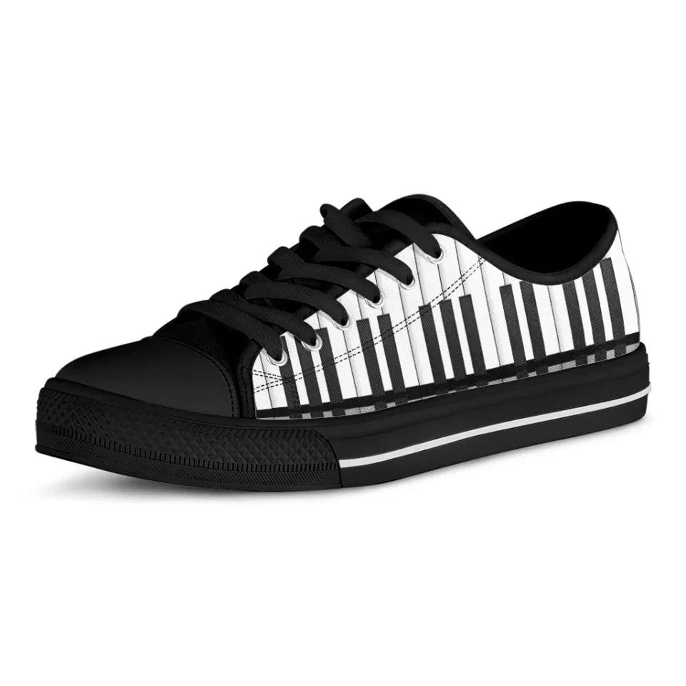 Black and White Piano Keyboard Low Top Shoes - Funny White Sneakers - Gift for Piano Lovers, Piano Teachers, Piano Players - Image 5
