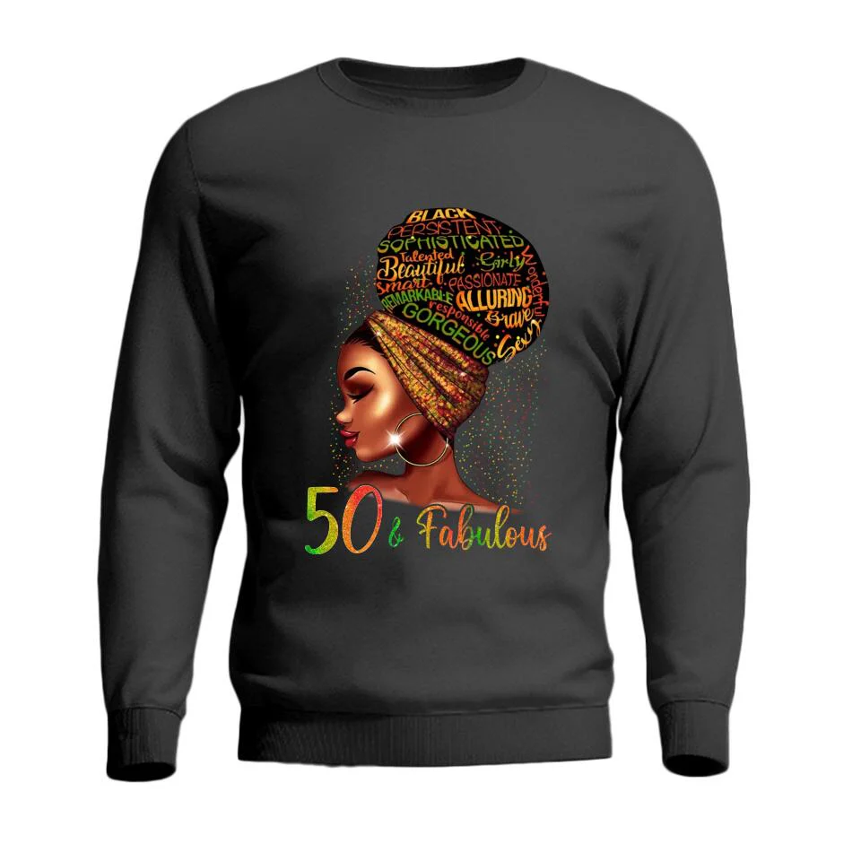Black Women 50 & Fabulous with Characteristics - Black History Month Gift - T-shirt - Unisex Tee - 50th Birthday Gift - 50 Years Old Birthday Idea - Birthday Gift for Mom Auntie Bestie Beloved - 303ICNNPTS284 - Image 7