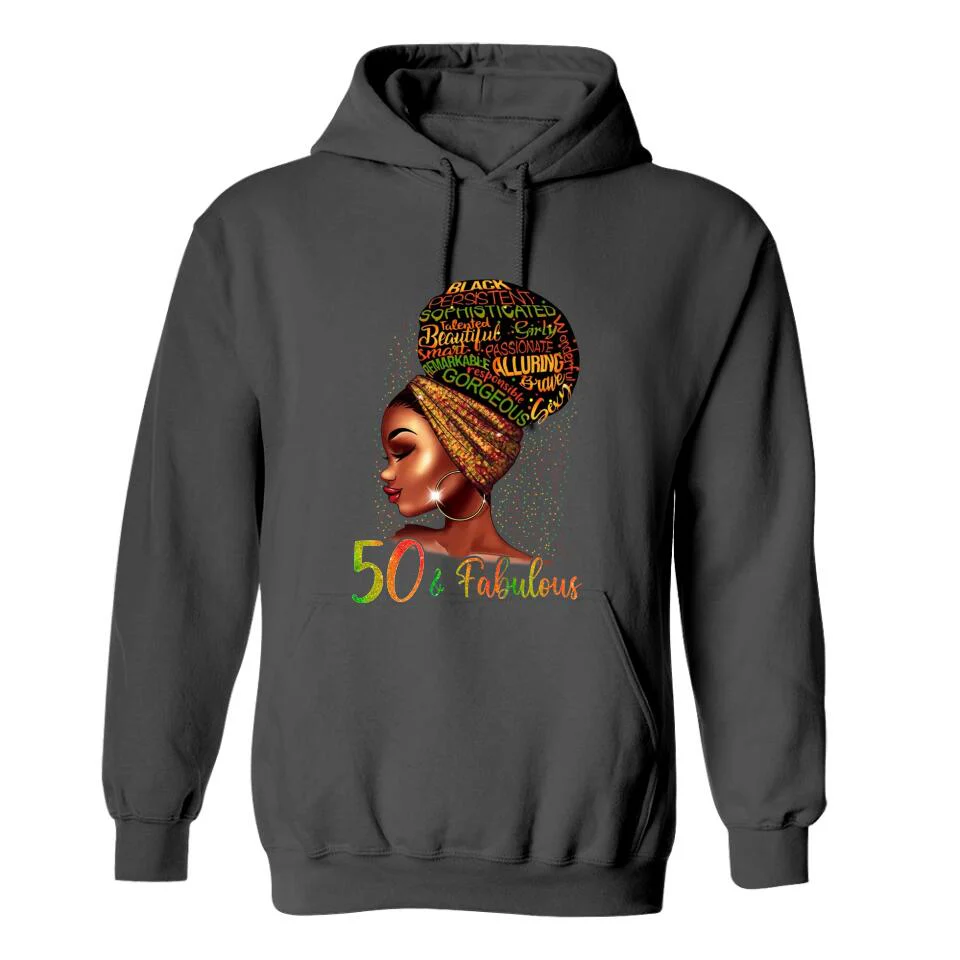 Black Women 50 & Fabulous with Characteristics - Black History Month Gift - T-shirt - Unisex Tee - 50th Birthday Gift - 50 Years Old Birthday Idea - Birthday Gift for Mom Auntie Bestie Beloved - 303ICNNPTS284 - Image 8