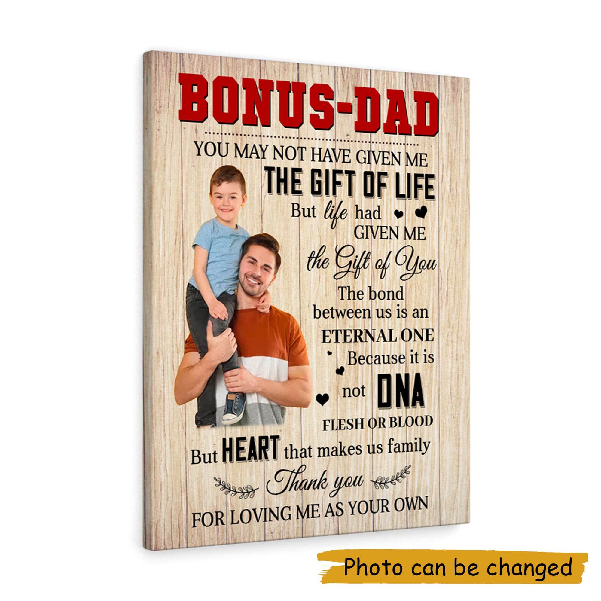 Bonus Dad, The Gift Of Life - Personalized Canvas - Father's Day Gift - Image 4