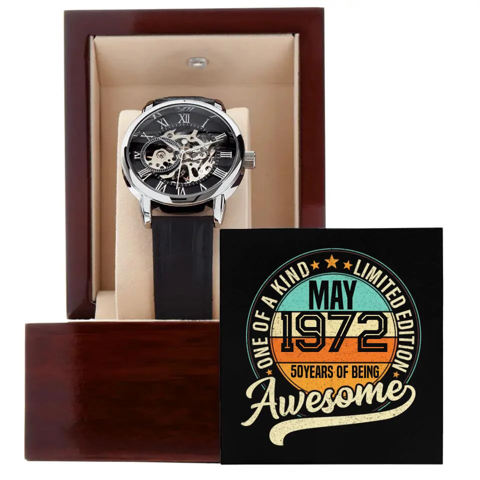 Born In MAY 1972 50 Years Of Being Awesome Personalized Men Watch - Image 4