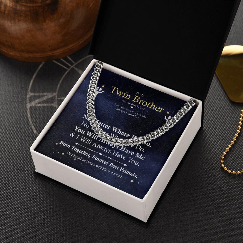 Born Together Forever Best Friends - Personalized Cuban Link Chain - Image 3