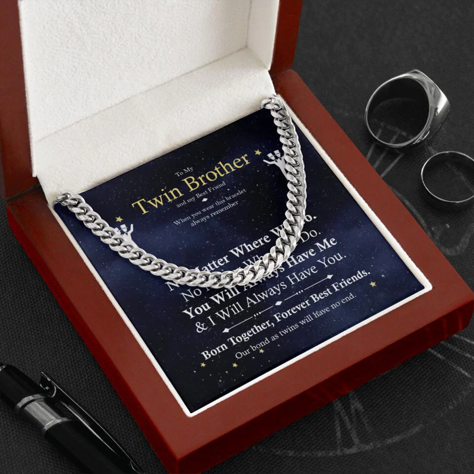 Born Together Forever Best Friends - Personalized Cuban Link Chain - Image 6