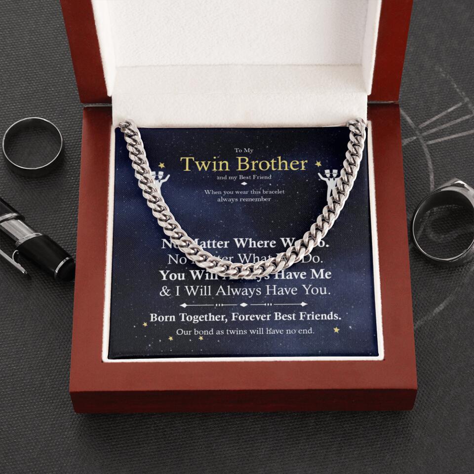 Born Together Forever Best Friends - Personalized Cuban Link Chain - Image 7
