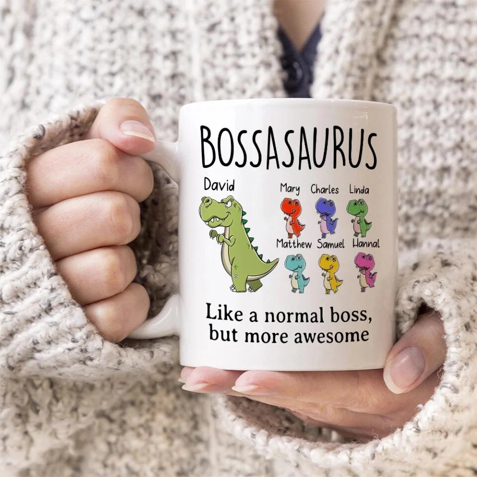 Bossasaurus, Like a Normal Boss But More Awesome - Personalized Mug - Christmas Gift for Boss or Leader - Image 4