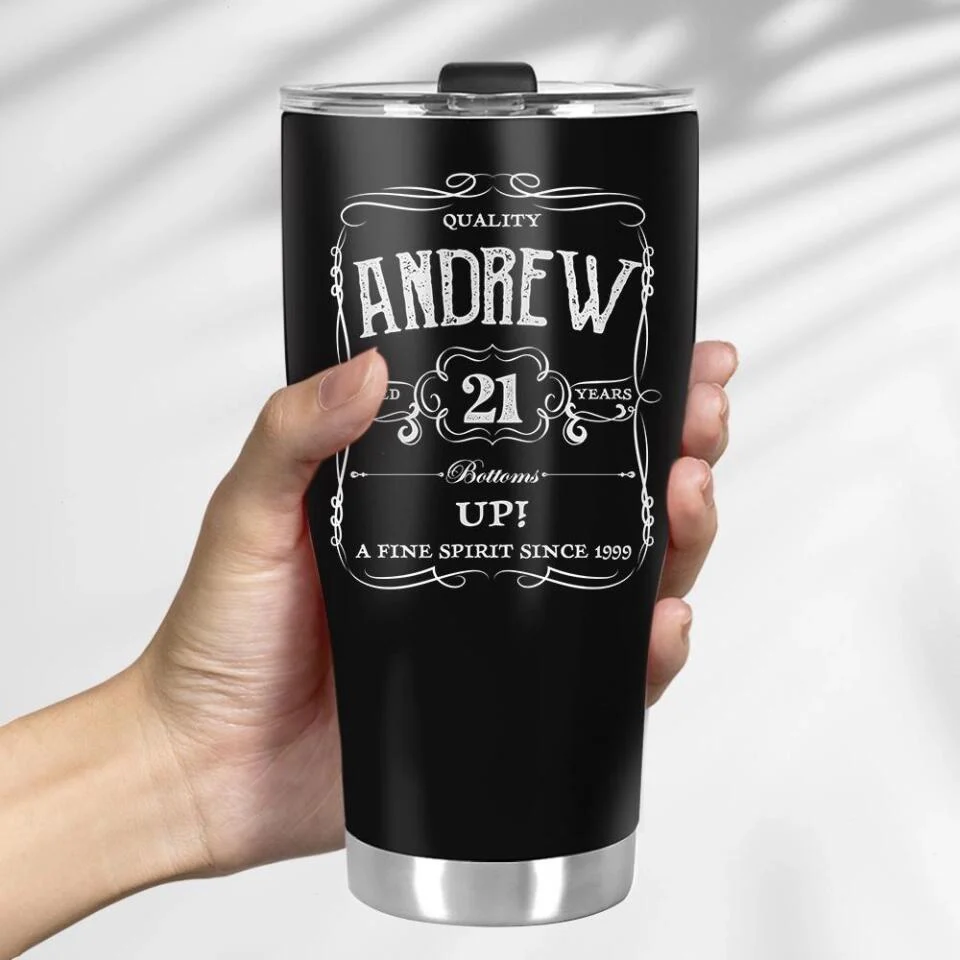 Bottoms Up A Fine Spirit Since Custom Tumbler Birthday Gift For Him - Image 3
