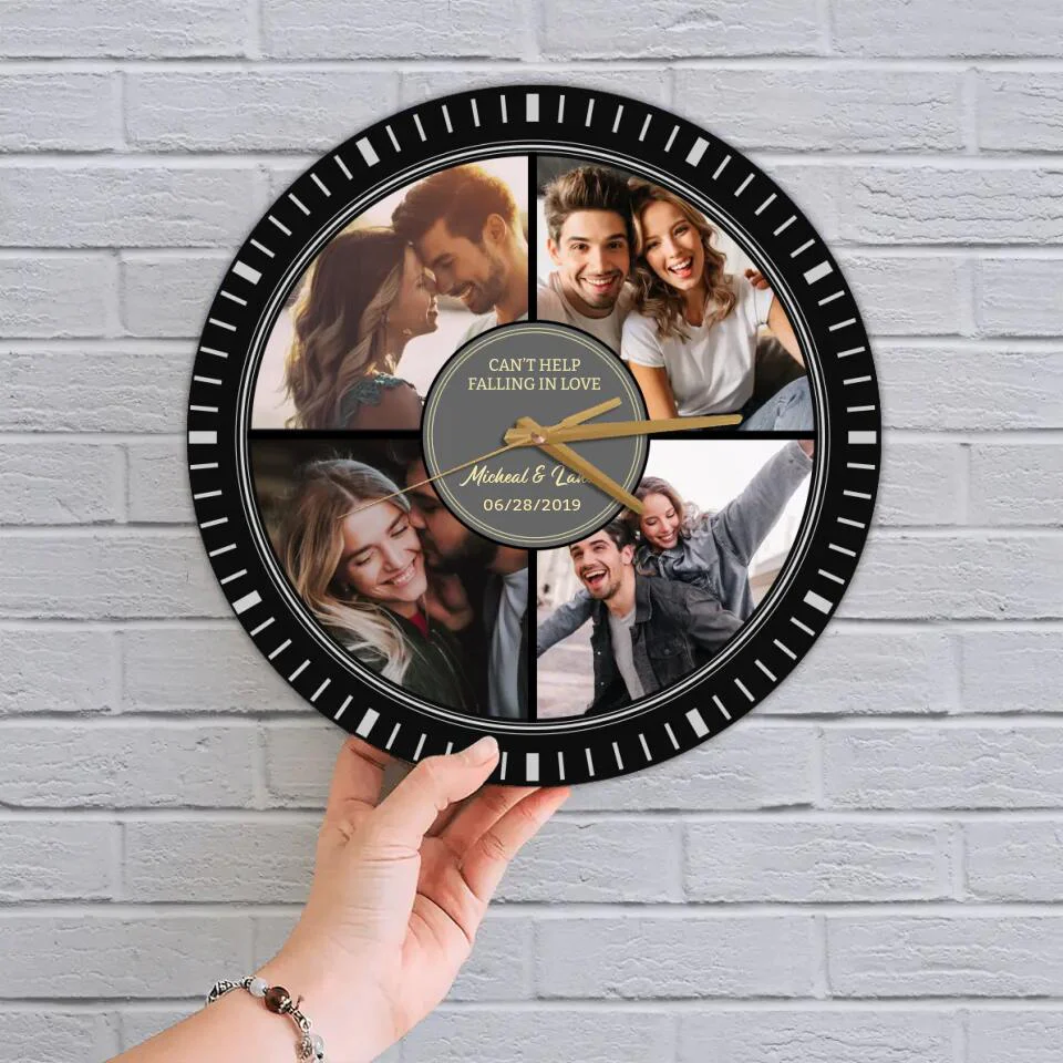 Couple Wooden Sign Can't Help Falling In Love - Custom Vinyl Record Wall Clock - Best Anniversary Gift for Couple - Image 6