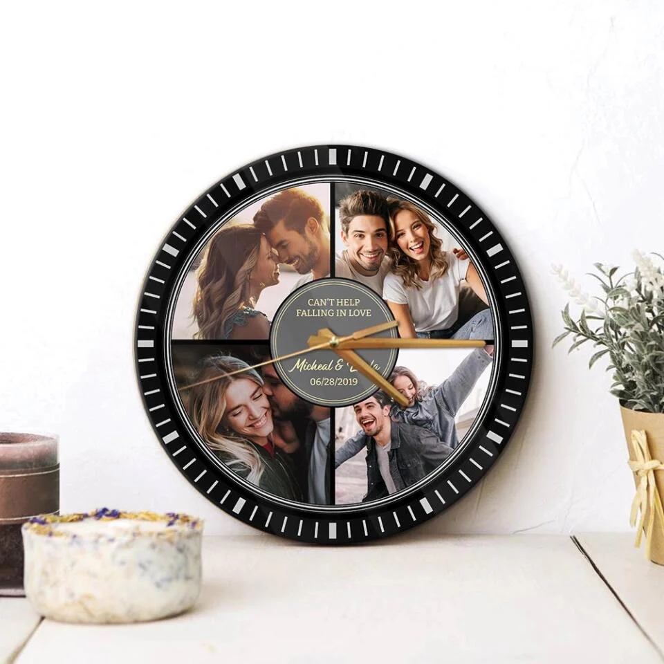 Couple Wooden Sign Can't Help Falling In Love - Custom Vinyl Record Wall Clock - Best Anniversary Gift for Couple - Image 7