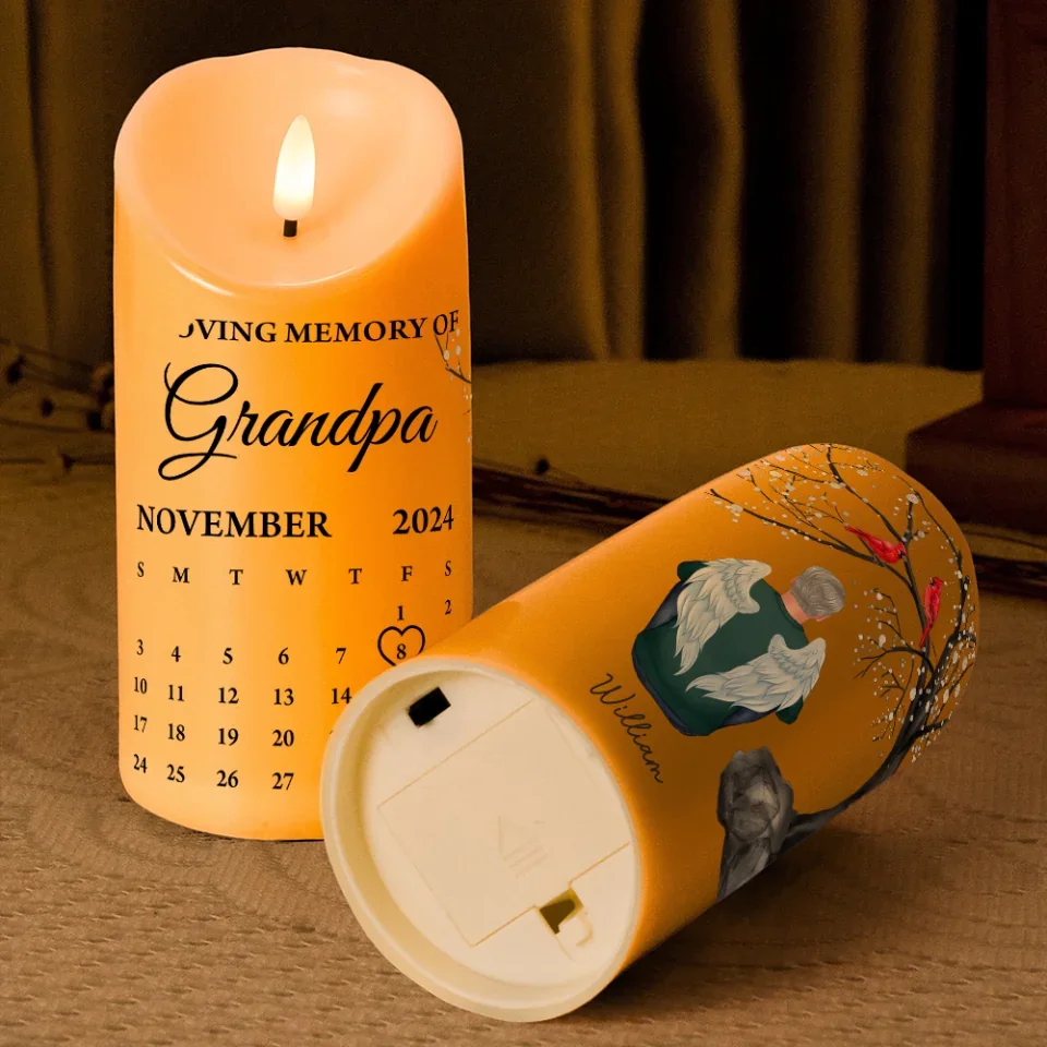 Cardinal Memorial Led Candle - Personalized Calendar - Custom Figure - Sympathy Gift for Loss of Loved Ones - Image 7
