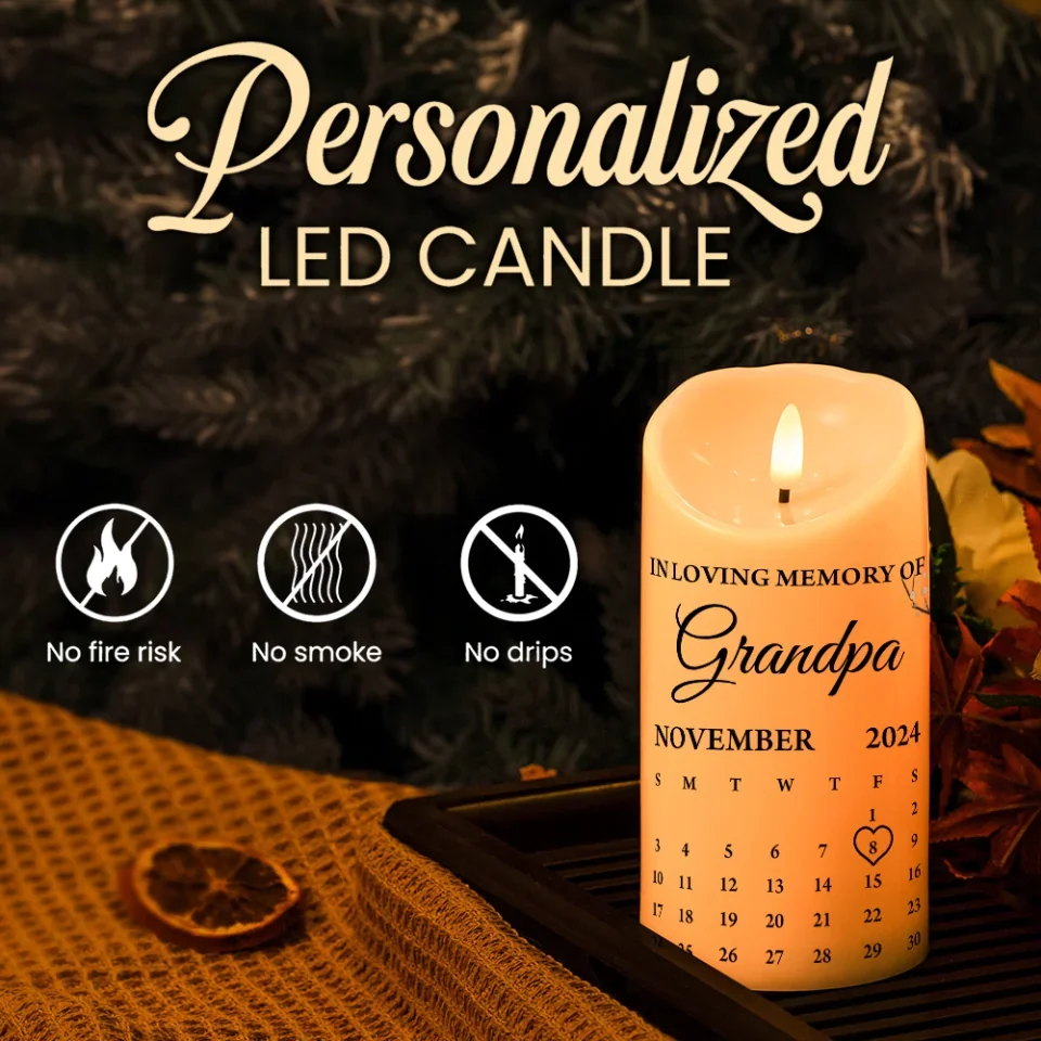 Cardinal Memorial Led Candle - Personalized Calendar - Custom Figure - Sympathy Gift for Loss of Loved Ones - Image 8
