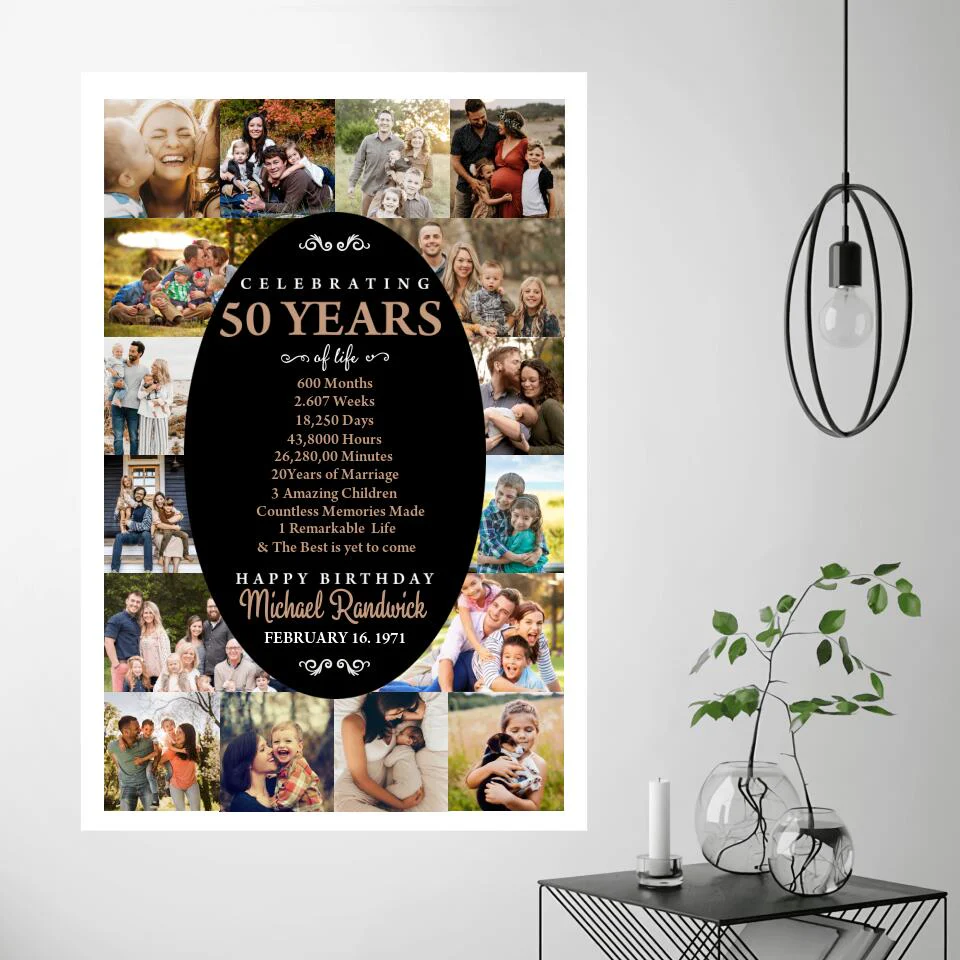 Celebrating 50 Years And Happy Birthday Custom Canvas Poster Birthday Gift For Couples - Image 2