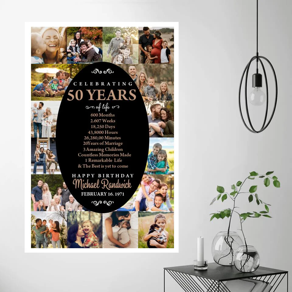 Celebrating 50 Years And Happy Birthday Custom Canvas Poster Birthday Gift For Couples - Image 3