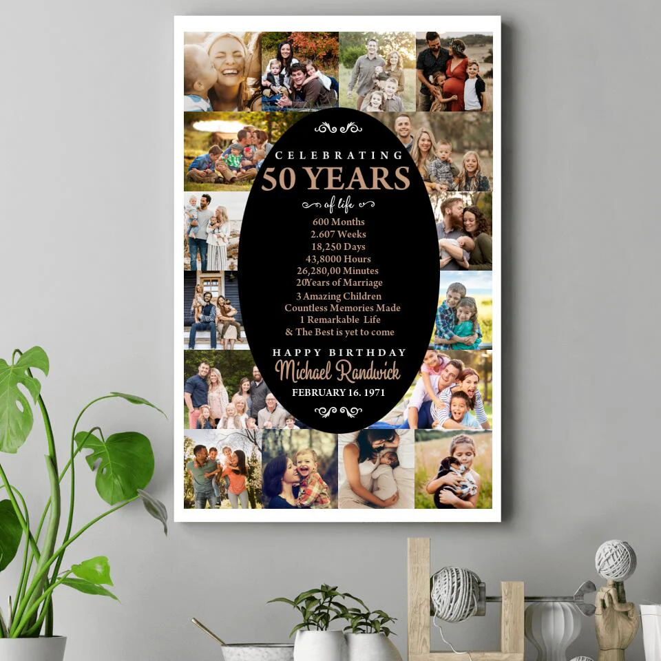 Celebrating 50 Years And Happy Birthday Custom Canvas Poster Birthday Gift For Couples - Image 5