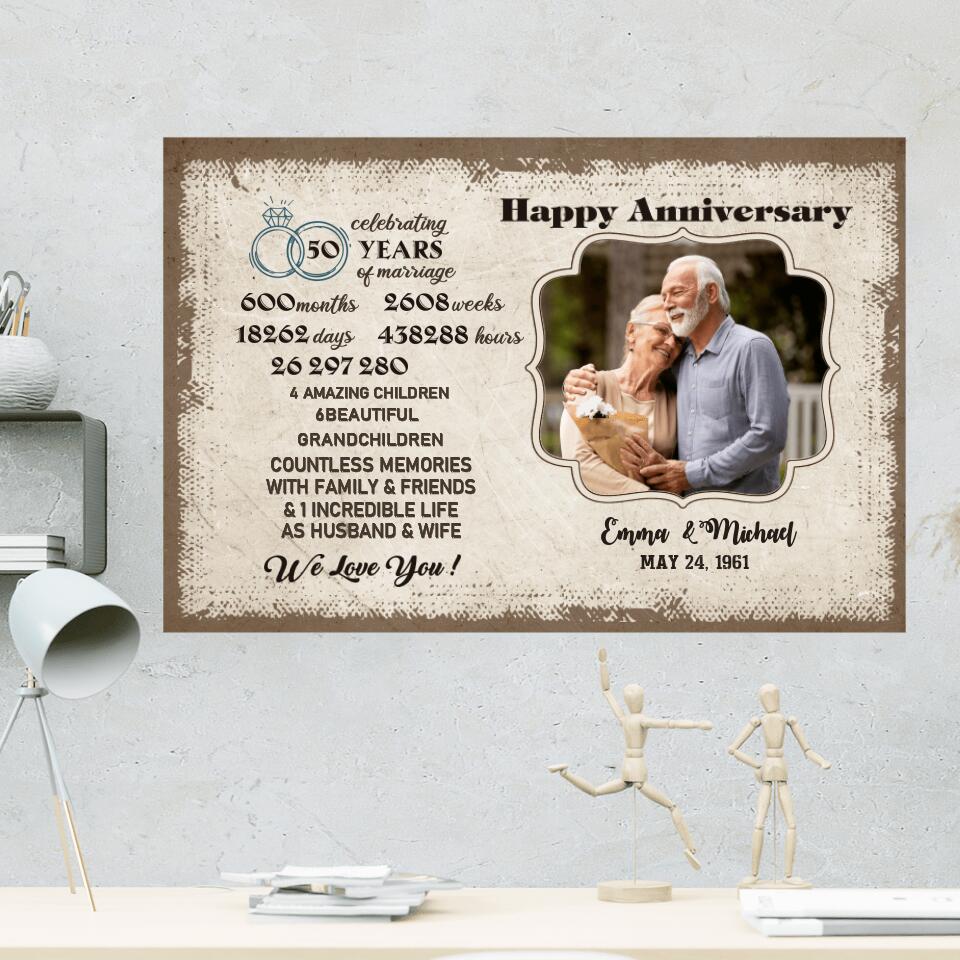 Celebrating 50 Years Of Marriage Custom Canvas Poster 50th Anniversary Gift For Couples - Image 2